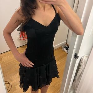 Betsy Johnson vintage black ruffle dress with straps. Perfect condition